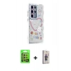 MARSİLYAN™- Galaxy S24 Ultra Kılıf Ahenk Modern Serisi - Siyah Bilvis 3D Cam Ekran Koruyucu + Raze Metal Kamera Lens - SI