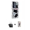 MARSİLYAN™- Galaxy S24 Ultra Kılıf Ahenk Modern Serisi - Siyah Bilvis 3D Cam Ekran Koruyucu + Kamera Lens Koruma Cam - SF