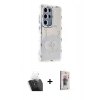 MARSİLYAN™- Galaxy S24 Ultra Kılıf Ahenk Modern Serisi - Siyah Bilvis 3D Cam Ekran Koruyucu + Kamera Lens Koruma Cam - SF
