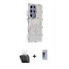 MARSİLYAN™- Galaxy S24 Ultra Kılıf Ahenk Modern Serisi - Siyah Durable Full Glue Curved Cam + Kamera Lens Koruma Cam - SF