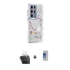 MARSİLYAN™- Galaxy S24 Ultra Kılıf Ahenk Modern Serisi - Siyah Durable Full Glue Curved Cam + Kamera Lens Koruma Cam - SF