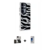 MARSİLYAN™- Galaxy S24 Ultra Kılıf Ahenk Modern Serisi - Siyah Durable Full Glue Curved Cam + PVD Metal Kamera Lens - GD