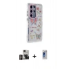 MARSİLYAN™- Galaxy S24 Ultra Kılıf Ahenk Modern Serisi - Siyah Durable Full Glue Curved Hayalet Cam + PVD Metal Kamera Lens - GD