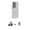 MARSİLYAN™- Galaxy S24 Ultra Kılıf Ahenk Modern Serisi - Siyah Durable Full Glue Curved Hayalet Cam + PVD Metal Kamera Lens - GD