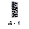 MARSİLYAN™- Galaxy S24 Ultra Kılıf Ahenk Modern Serisi - Siyah Durable Full Glue Curved Hayalet Cam + PVD Metal Kamera Lens - GD