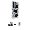 MARSİLYAN™- Galaxy S24 Ultra Kılıf Ahenk Modern Serisi - Siyah Durable Full Glue Curved Hayalet Cam + PVD Metal Kamera Lens - GD