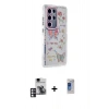 MARSİLYAN™- Galaxy S24 Ultra Kılıf Ahenk Modern Serisi - Siyah Durable Full Glue Curved Hayalet Cam + PVD Metal Kamera Lens - PE