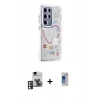 MARSİLYAN™- Galaxy S24 Ultra Kılıf Ahenk Modern Serisi - Siyah Durable Full Glue Curved Hayalet Cam + PVD Metal Kamera Lens - PE