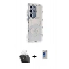 MARSİLYAN™- Galaxy S24 Ultra Kılıf Ahenk Modern Serisi - Siyah Durable Full Glue Curved Hayalet Cam + Kamera Lens Koruma Cam - SF