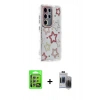 MARSİLYAN™- Galaxy S24 Ultra Kılıf Ahenk Modern Serisi - Siyah Vanessa Magic Hayalet Cam + Raze Metal Kamera Lens - GS