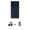 MARSİLYAN™- Galaxy S24 Ultra Kılıf Ahenk Serisi - Siyah AutoKit 5in1 Fiber Hayalet Polymer Nano Ekran Koruyucu + PVD Metal Kamera Lens - SH