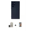 MARSİLYAN™- Galaxy S24 Ultra Kılıf Ahenk Serisi - Siyah AutoKit 5in1 Fiber Hayalet Polymer Nano Ekran Koruyucu + Bilvis Titan Kamera Lens - GD