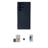 MARSİLYAN™- Galaxy S24 Ultra Kılıf Ahenk Serisi - Siyah Durable Full Glue Curved Cam + Bilvis Titan Kamera Lens - DNMR