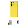MARSİLYAN™- Galaxy S24 Ultra Kılıf Ahenk Serisi - Siyah Durable Full Glue Curved Cam + Bilvis Titan Kamera Lens - GD