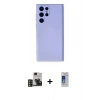 MARSİLYAN™- Galaxy S24 Ultra Kılıf Ahenk Serisi - Siyah Durable Full Glue Curved Cam + PVD Metal Kamera Lens - GD