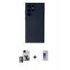 MARSİLYAN™- Galaxy S24 Ultra Kılıf Ahenk Serisi - Siyah Durable Full Glue Curved Cam + PVD Metal Kamera Lens - PE
