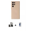 MARSİLYAN™- Galaxy S24 Ultra Kılıf Ahenk Serisi - Siyah Durable Full Glue Curved Hayalet Cam + PVD Metal Kamera Lens - GD