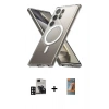 MARSİLYAN™- Galaxy S24 Ultra Kılıf Ahenk Yansıma Prime - Siyah AutoKit 5in1 Fiber Hayalet Polymer Nano Ekran Koruyucu + PVD Metal Kamera Lens - DNMR