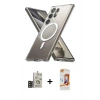 MARSİLYAN™- Galaxy S24 Ultra Kılıf Ahenk Yansıma Prime - Siyah AutoKit 5in1 Fiber Polymer Nano Ekran Koruyucu + Bilvis Titan Kamera Lens - GD