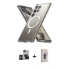 MARSİLYAN™- Galaxy S24 Ultra Kılıf Ahenk Yansıma Prime - Siyah Bilvis 3D Cam Ekran Koruyucu + PVD Metal Kamera Lens - DNMR