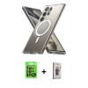 MARSİLYAN™- Galaxy S24 Ultra Kılıf Ahenk Yansıma Prime - Siyah Bilvis 3D Cam Ekran Koruyucu + Raze Metal Kamera Lens - SH