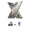 MARSİLYAN™- Galaxy S24 Ultra Kılıf Ahenk Yansıma Prime - Siyah Durable Full Glue Curved Cam + PVD Metal Kamera Lens - DNMR