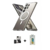 MARSİLYAN™- Galaxy S24 Ultra Kılıf Ahenk Yansıma Prime - Siyah Polymer Nano Ekran Koruyucu + Derin Mor PVD Metal Kamera Lens