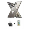 MARSİLYAN™- Galaxy S24 Ultra Kılıf Ahenk Yansıma Prime - Siyah Polymer Nano Ekran Koruyucu + Kamera Lens Koruma Cam - SF