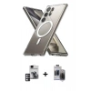 MARSİLYAN™- Galaxy S24 Ultra Kılıf Ahenk Yansıma Prime - Siyah Vanessa Magic Hayalet Cam + PVD Metal Kamera Lens - PE