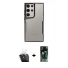 MARSİLYAN™- Galaxy S24 Ultra Kılıf Akış Çizgi Koleksiyonu - Şeffaf 360 Full Body Arka Koruyucu + Kamera Lens Koruma Cam - SF