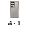 MARSİLYAN™- Galaxy S24 Ultra Kılıf Akış Çizgi Koleksiyonu - Siyah AutoKit 5in1 Fiber Hayalet Polymer Nano Ekran Koruyucu + PVD Metal Kamera Lens - SH