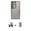 MARSİLYAN™- Galaxy S24 Ultra Kılıf Akış Çizgi Koleksiyonu - Siyah AutoKit 5in1 Fiber Hayalet Polymer Nano Ekran Koruyucu + PVD Metal Kamera Lens - GD