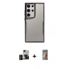 MARSİLYAN™- Galaxy S24 Ultra Kılıf Akış Çizgi Koleksiyonu - Siyah AutoKit 5in1 Fiber Hayalet Polymer Nano Ekran Koruyucu + PVD Metal Kamera Lens - SH