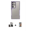 MARSİLYAN™- Galaxy S24 Ultra Kılıf Akış Çizgi Koleksiyonu - Siyah AutoKit 5in1 Fiber Hayalet Polymer Nano Ekran Koruyucu + PVD Metal Kamera Lens - GD