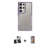 MARSİLYAN™- Galaxy S24 Ultra Kılıf Akış Çizgi Koleksiyonu - Siyah AutoKit 5in1 Fiber Hayalet Polymer Nano Ekran Koruyucu + PVD Metal Kamera Lens - SH