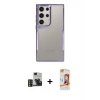 MARSİLYAN™- Galaxy S24 Ultra Kılıf Akış Çizgi Koleksiyonu - Siyah AutoKit 5in1 Fiber Polymer Nano Ekran Koruyucu + PVD Metal Kamera Lens - GD