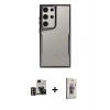 MARSİLYAN™- Galaxy S24 Ultra Kılıf Akış Çizgi Koleksiyonu - Siyah Bilvis 3D Cam Ekran Koruyucu + PVD Metal Kamera Lens - GD