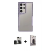 MARSİLYAN™- Galaxy S24 Ultra Kılıf Akış Çizgi Koleksiyonu - Siyah Bilvis Hayalet Cam Ekran Koruyucu + PVD Metal Kamera Lens - SH