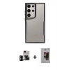 MARSİLYAN™- Galaxy S24 Ultra Kılıf Akış Çizgi Koleksiyonu - Siyah Bilvis Hayalet Cam Ekran Koruyucu + PVD Metal Kamera Lens - SH