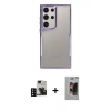 MARSİLYAN™- Galaxy S24 Ultra Kılıf Akış Çizgi Koleksiyonu - Siyah Bilvis Hayalet Cam Ekran Koruyucu + PVD Metal Kamera Lens - SH