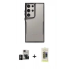 MARSİLYAN™- Galaxy S24 Ultra Kılıf Akış Çizgi Koleksiyonu - Siyah Joko Magic 5D Hayalet Cam + PVD Metal Kamera Lens - SH