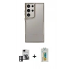 MARSİLYAN™- Galaxy S24 Ultra Kılıf Akış Çizgi Koleksiyonu - Siyah Polymer Nano Ekran Koruyucu + PVD Metal Kamera Lens - PE