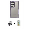 MARSİLYAN™- Galaxy S24 Ultra Kılıf Akış Çizgi Koleksiyonu - Siyah Polymer Nano Ekran Koruyucu + PVD Metal Kamera Lens - PE