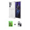MARSİLYAN™- Galaxy S24 Ultra Kılıf Doruk Klasik Koleksiyonu - Siyah Vanessa Magic Hayalet Cam + Raze Metal Kamera Lens - SI