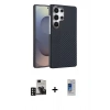 MARSİLYAN™- Galaxy S24 Ultra Kılıf Doruk Serisi - Siyah Durable Full Glue Curved Cam + PVD Metal Kamera Lens - DNMR