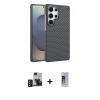 MARSİLYAN™- Galaxy S24 Ultra Kılıf Doruk Serisi - Siyah Durable Full Glue Curved Cam + PVD Metal Kamera Lens - DNMR