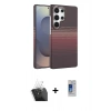 MARSİLYAN™- Galaxy S24 Ultra Kılıf Doruk Serisi - Siyah Durable Full Glue Curved Cam + Kamera Lens Koruma Cam - SF