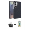 MARSİLYAN™- Galaxy S24 Ultra Kılıf Doruk Serisi - Siyah Polymer Nano Ekran Koruyucu + Kamera Lens Koruma Cam - SF