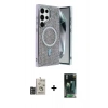 MARSİLYAN™- Galaxy S24 Ultra Kılıf Eksen Çizgi - Şeffaf 360 Full Body Arka Koruyucu + Bilvis Titan Kamera Lens - DNMR