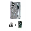 MARSİLYAN™- Galaxy S24 Ultra Kılıf Eksen Çizgi - Şeffaf 360 Full Body Arka Koruyucu + PVD Metal Kamera Lens - DNMR